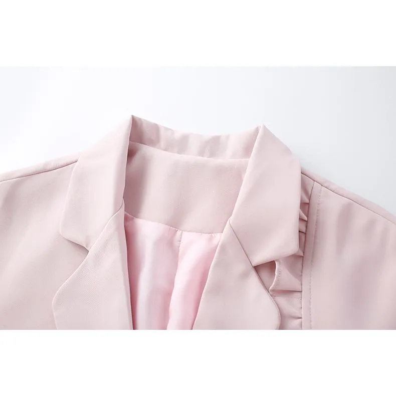 Solid Color Loose Fit Preppy Style Blazer
