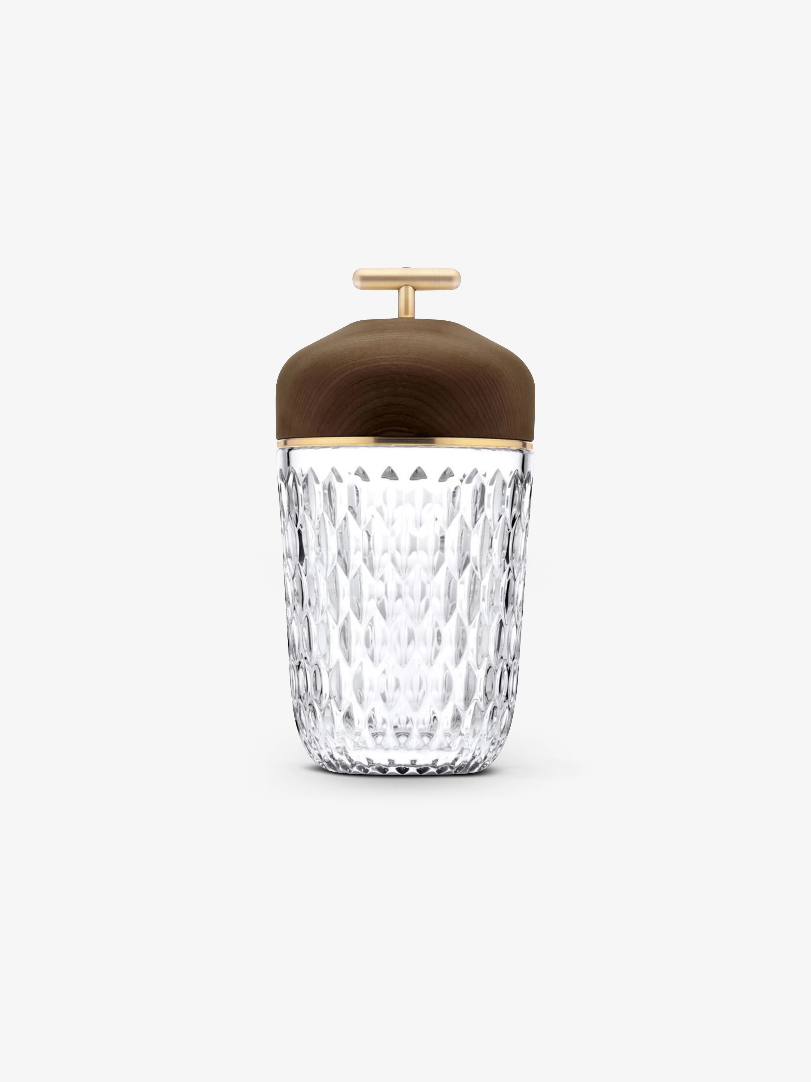 St. Louis Crystal Folia In Dark Ash Wood and Brass With Clear Glass
