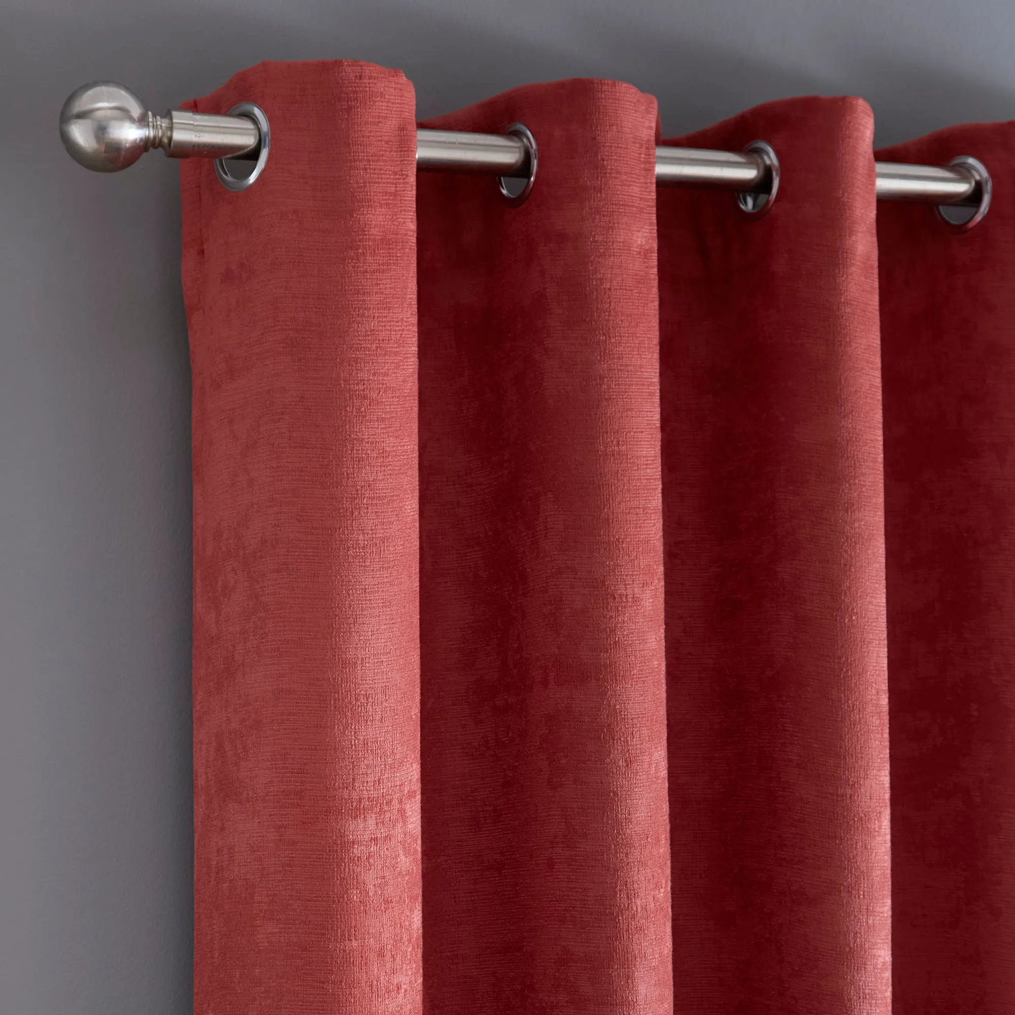 Strata Pair of Eyelet Curtains by Fusion in Terracotta