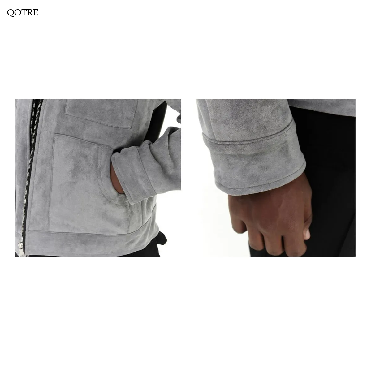 Suede Lapel Collar Cropped Casual Overshirt