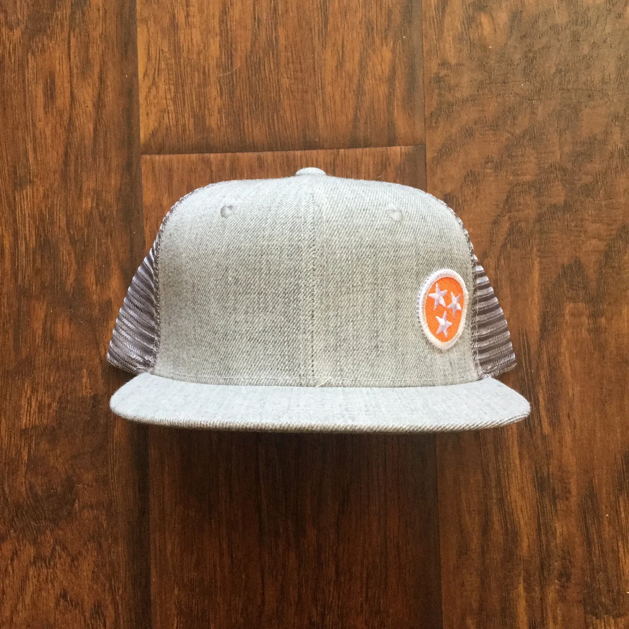 Tri-Star Flat Bill Snap Back Hat - Orange & White