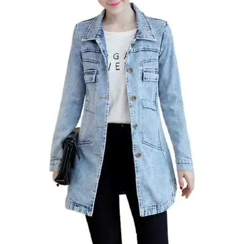 Women's Long Denim Fashion Jacket
