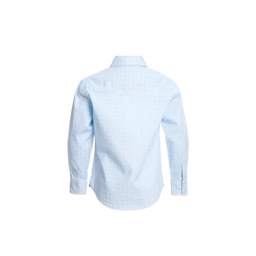 Wrangler Kid's 20X Geo Long Sleeve Western Light Blue White Shirt