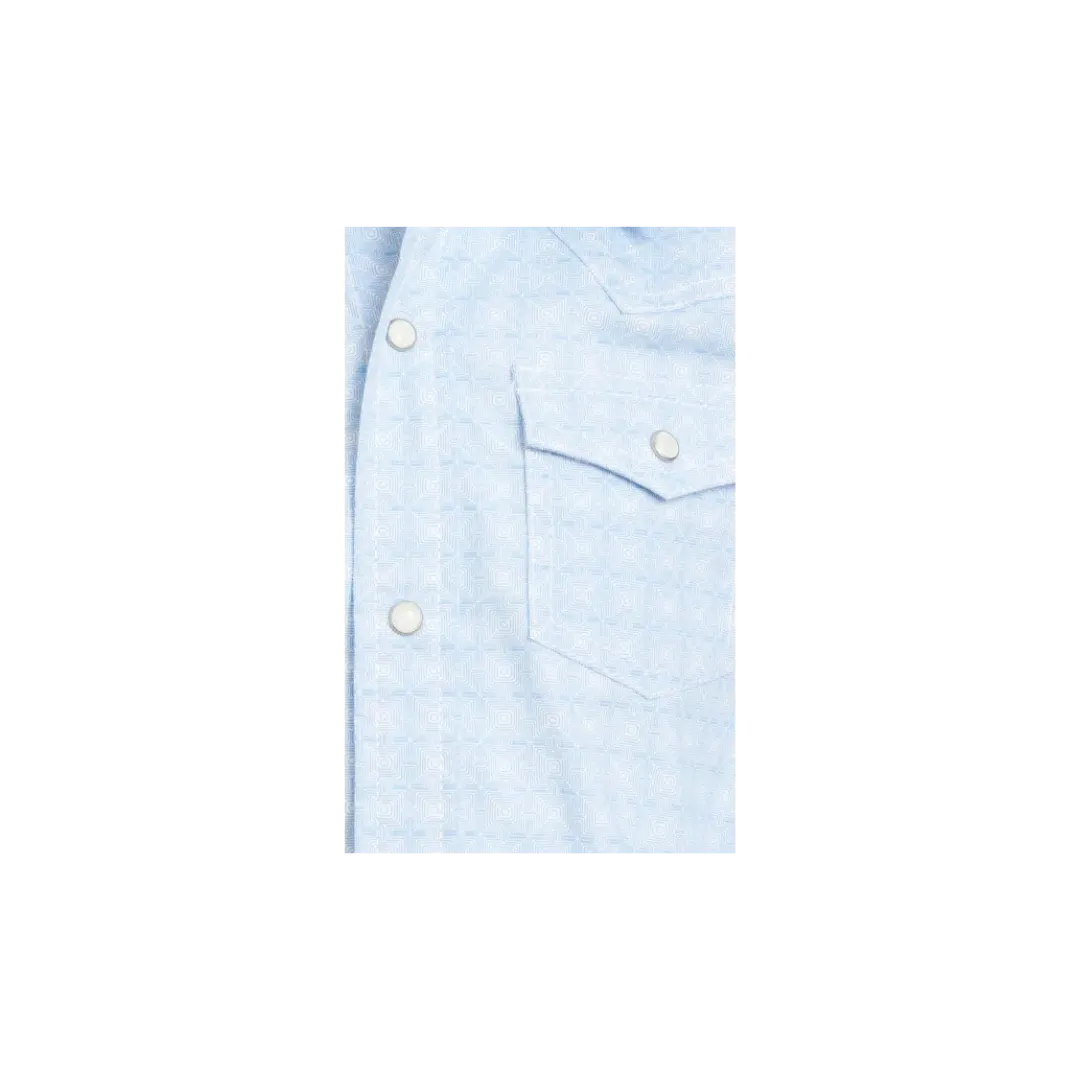 Wrangler Kid's 20X Geo Long Sleeve Western Light Blue White Shirt