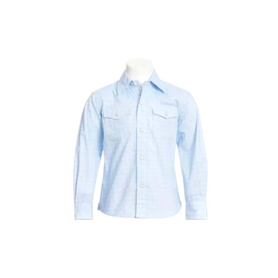 Wrangler Kid's 20X Geo Long Sleeve Western Light Blue White Shirt